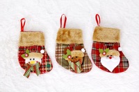 Chaussettes de Noël décoratives, Pendentifs Père Noël, Bonhomme de neige, Cerf, Sapin de Noël, Sac cadeau en tissu non tissé, lin, velours, à carreaux