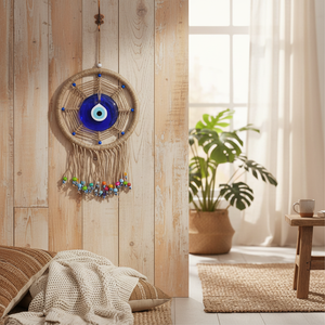 Macrame Evil Eye Tenture murale 40x19cm Ornement décoratif durable et élégant - Product Image 3