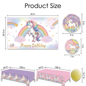 Kit de Fiesta de <span class=keywords><strong>Cumpleaños</strong></span> Unicornio Arcoíris de un Solo Clic, 45 Piezas, Juego Completo con Pancarta, Globos, Vajilla, Artículos para el Primer <span class=keywords><strong>Cumpleaños</strong></span> de Niños - Product Image 4