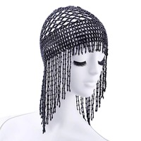 Sombrero de borla con cuentas a rayas hecho a mano para mujer, nuevo producto para fiesta, actuación, danza del vientre, danza india, tocado de novia