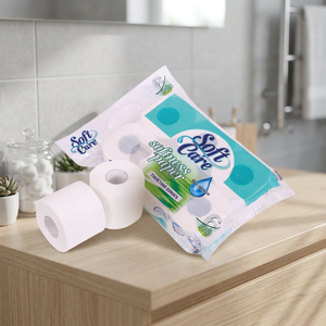 Papier toilette jetable Softcare Simple, 6 rouleaux, 2 plis, doux, résistant, sans parfum, pack - Product Image 2