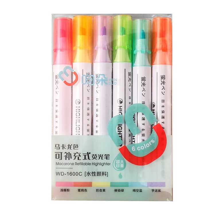 Vente en gros de stylo marqueur de couleur personnalisé stylo surligneur de marque de clé d'étudiant complété stylo aquarelle à tête souple colorée
