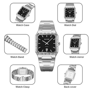 Montre chronographe carrée pour homme, montre-bracelet de luxe en acier inoxydable, montre à quartz étanche 30M - Product Image 2