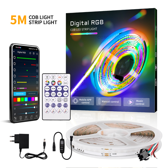 Smart LED Strip Light Kit WiFi Tuya App Control Alexa Google Home Voice RGB Music Sync 5m 10m Complete Package Plug Play