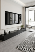Niche TV moderne en acier inoxydable noir mat avec éclairage LED, niche murale encastrée pour la décoration et l'affichage dans le salon