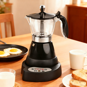 <span class=keywords><strong>Cafetera</strong></span> <span class=keywords><strong>italiana</strong></span> Espresso <span class=keywords><strong>Cafetera</strong></span> Eléctrica Moka Pot Moka eléctrica para café en polvo, 400 W, 3 <span class=keywords><strong>tazas</strong></span>, pantalla LED, - Product Image 4