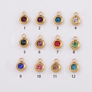 Pendentifs en Zircon Classiques Plaqué Or en Acier Inoxydable pour la Fabrication de Bijoux, Breloques Délicates pour Femmes et Enfants, 12 Pierres de Naissance en Gros - Product Image 2