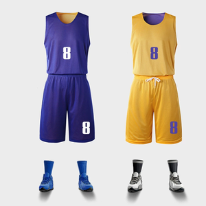 Ensemble de maillot de basket-ball respirant en maille imprimée, grande taille, antibactérien, séchage rapide, léger et réversible - Product Image 4