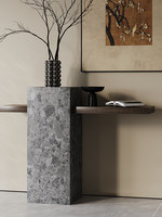 Console d'entrée Geju, table murale minimaliste, buffet de style italien, mobilier de maison haut de gamme, luxe léger, plateau en pierre noire