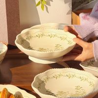 [Chun Ye Mo Li] Assiette en céramique élégante style vintage, motif végétal, compatible micro-ondes, Nouvelle Collection 2026