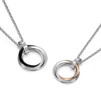 Collier pendentif en acier inoxydable avec 3 cercles entrelacés, 50 cm de long, orné de strass, bijoux tendance pour femmes, cadeau