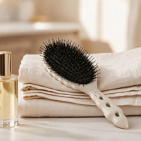 Brosse à cheveux démêlante et massante en paille de blé biodégradable avec poils de sanglier et manche long pour femmes – Soin quotidien