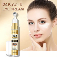 Crème pour les yeux à l'or 24 carats avec caféine, hydratation intense, éclaircissante, raffermissante, anti-âge, pour les cernes, vente en gros, étiquette privée