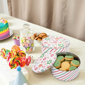 Boîte en fer blanc cylindrique personnalisée de qualité alimentaire, vide, pour emballage de biscuits, impression offset, emballage cadeau - Product Image 3