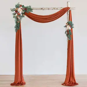 European Style Outdoor Arch Wrinkle-free Curtain Pearl Chiffon Arch Valance drops for Wedding holiday party decoration