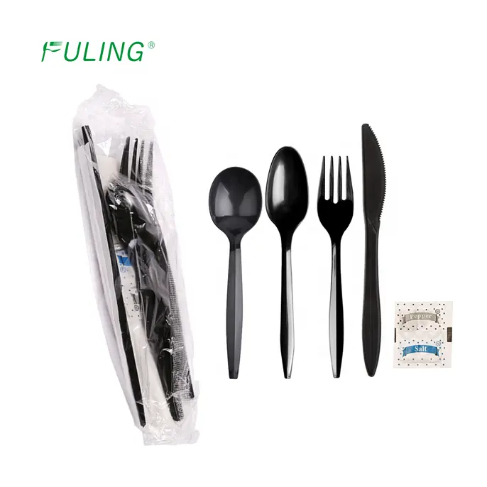 oem pp/ps/pla flatware cutlery sets ,flight plastic spoon fork and knife kit ,disposable plastic cutlery packs