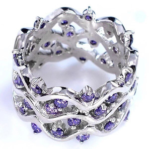 Anello con linea ondulata viola per donna, elegante e romantico gioiello da dito - Product Image 5
