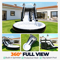 Toboggan aquatique gonflable commercial en PVC robuste avec piscine à jets d'eau pour l'extérieur, les fêtes et la location