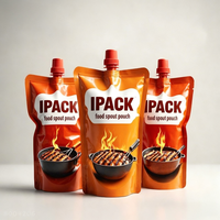 Pochettes souples personnalisées imprimées avec bec verseur en plastique pour ketchup, pâtes, liquides, sauces tomate et boissons, stérilisables en autoclave