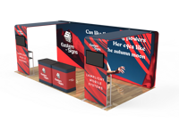 Stand d'exposition modulaire 3x6 m pour salon professionnel, vêtements de sport, avec éclairage LED, structure en aluminium, design de stand d'exposition