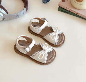 Sandales de princesse à nœud en dentelle mignonnes pour filles, chaussures d'été élégantes et confortables pour enfants - Product Image 3