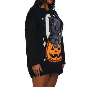 <strong>Cat</strong> Cartoon Sweater <strong>Women's</strong> Oversized Knitted Sweater Halloween Sweater Long <strong>Jumper</strong> for <strong>Woman</strong> - Product Image 4