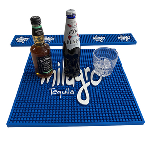 Tapete de Barra de Silicona Flexible Azul con Logotipo Personalizado, Enrollable, Antideslizante, con Textura de Puntos, para Bares de Cócteles - Product Image 4