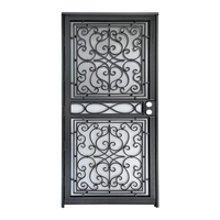 Porte grillagée de sécurité extérieure en acier de luxe en métal pour les maisons, portes moustiquaires simples noires en fer forgé