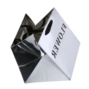 Sacs-cadeaux de conception personnalisée de haute qualité Prix de gros à bas prix Sacs en papier de créateurs Sac en papier argenté miroir réutilisable