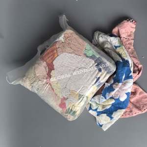 Trapos de colores premium 100% algodón reciclado, toallas de colores recicladas en trozos cortados para limpieza y compostaje - Product Image 1