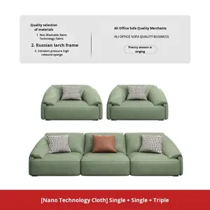 Juego de Sofás de Oficina de Cuero de Lujo Ligero - Diseño Moderno para Salas de Recepción y Reuniones, Uso en Salones de Belleza - Product Image 6