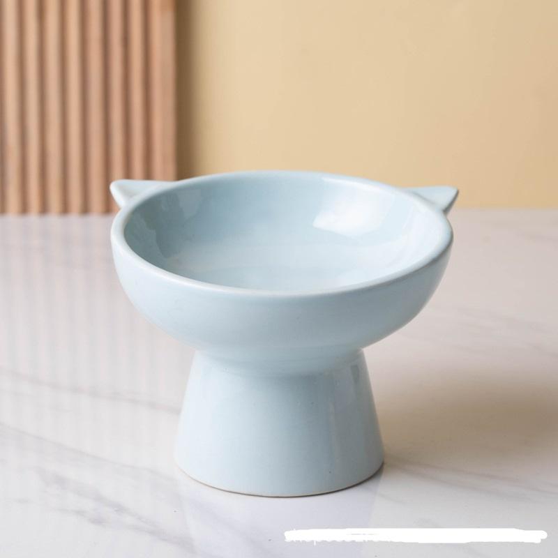 Blue tall cat bowl