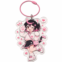 Llavero de acrílico personalizado con diseño de marinero lavanda, patrón de estrellas y luna, estilo Chibi, anillo, dije de papelería de anime Kawaii para reventa