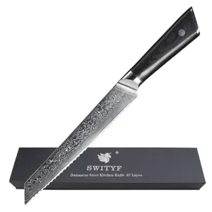 Лучший дамасский нож для хлеба, 20 см, Amazon