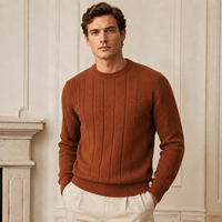 Pull en maille à col rond côtelé en coton BCI 100% pour homme, certifié BSCI/WRAP