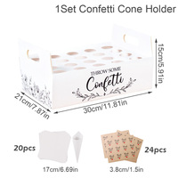 Bandeja de papel blanco Papel Kraft Conos de confeti de boda Soporte Bandeja de cono de confeti de boda para pétalos de rosa reales secos