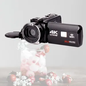 Camcorder de vídeo digital 4k, feito na china, câmera dv digital, microfone externo e lente