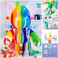 2025 populaire bricolage blanc embryon émail liquide ours Multi taille Option verser peinture sombre ours Kit