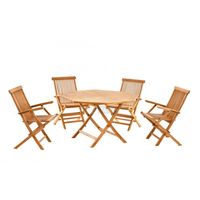 Ensemble de chaises pliantes d'extérieur Zahra, table en teck massif - Confort durable, style farmhouse, villa, jardin, salle à manger, parc, hôtel, usage moderne