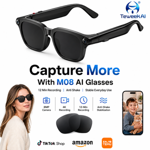 Gafas Inteligentes TeWeekAI M08 con IA, Cámara de 8MP, Grabación de Video 1080P, Llamadas HD, Música, Transferencia WiFi, IP65, Batería de 300mAh, 7 Horas de Música - Product Image 1