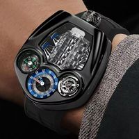 Reloj Deportivo de Lujo para Hombre OEM, Esfera Grande Ahuecada, Resistente al Agua, Movimiento de Cuarzo Transparente, Caja de Acero Inoxidable
