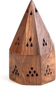 Quemador cónico de carbón <span class=keywords><strong>Temple</strong></span>-Cónico superior, caja de incienso de madera hecha a mano en forma de templo - Product Image 3