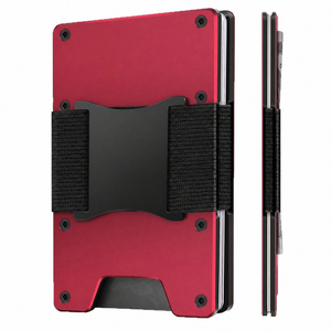 Tarjetero Delgado Metálico de Aluminio con Bloqueo RFID, Correa para Dinero en el Bolsillo Delantero, Gran Capacidad para Tarjetas de Crédito/Identificación/Tarjetas de Visita (18 mm) - Product Image 1
