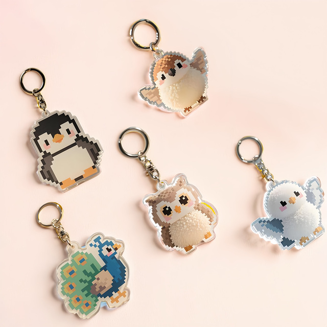 Factory Custom Design Animal Cute UV Printing Acrylic Keychain Light Key Chain Your Own Design Cartoon Anime Key Ring