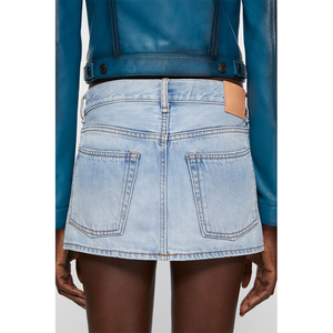 Gonna personalizzata da donna in cotone 100% alta qualità in tessuto Vintage blu Denim lavato <span class=keywords><strong>minigonna</strong></span> da donna - Product Image 3