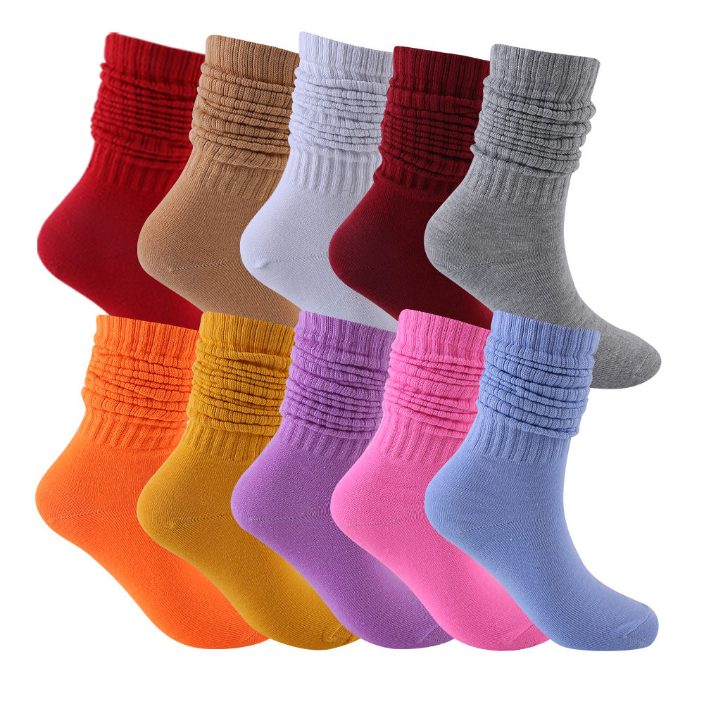 New Fashion Colorful Knitted Heavy Socks Wholesale Cotton Solid Thick Slouch Socks for Women Girls Kids