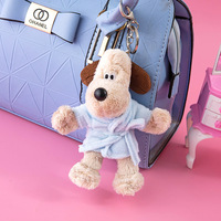 Porte-clés personnalisé en peluche douce pour chien, mignon animal de dessin animé, chiot, avec nœud papillon, breloque de sac, idéal pour cadeau promotionnel