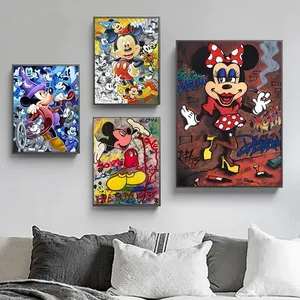 Rumah Modern Kamar Anak-anak Kartun Mouse Kanvas Dinding Cetak Poster Gambar Dinding Pop Art Street Art