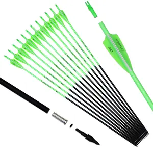 Pointdo 30 zoll Carbon Pfeil Leuchtstoff Farbe Ziel Praxis und Jagd Pfeil für Verbindung und Recurve Bogen mit Abnehmbare Spitze