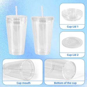 Vasos Acrílicos Transparentes Personalizados con Logotipo, de 12oz, 16oz y 24oz, con Tapa de Doble Pared, Tipo Bola de Nieve, con Orificio y Tapón - Product Image 4